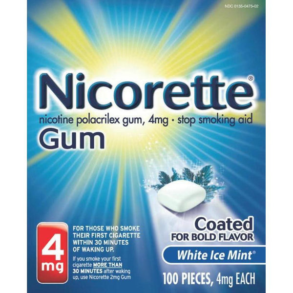 Nicorette Gum White Ice Mint 4mg 100 ct