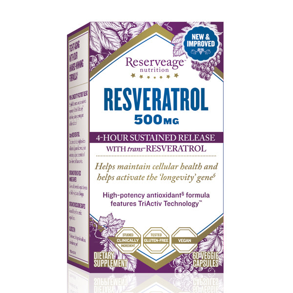 Resveratrol 500mg 4-Hour Release by Reserveage Nutrition 60 veg Caps